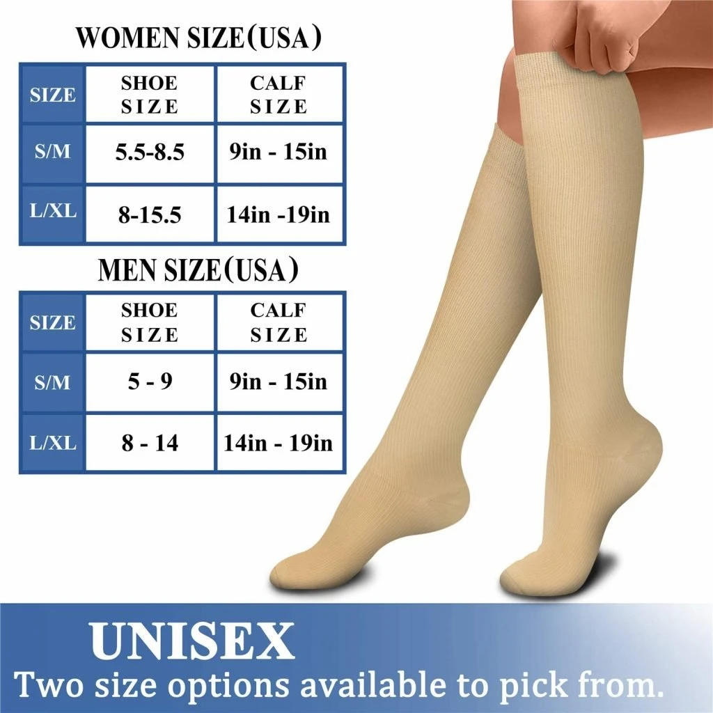 CHARMKING Compression Socks Size Chart