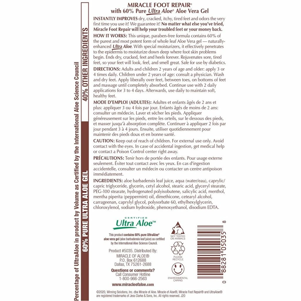Ingredients of the Miracle Foot Repair Cream